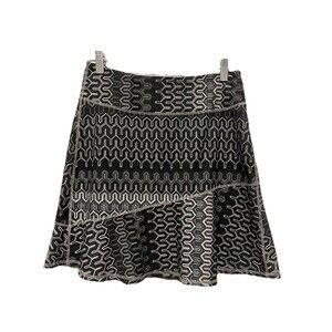 Prana Deedra Geometric Patterned 18” Knit Skirt A-line XS Black Gray White
